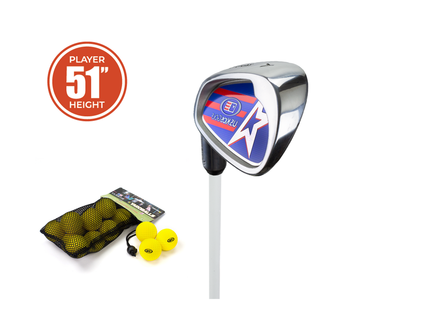 Yard Club (ferro da golf per neofiti) con soft balls “51 per giocatori mancini 130-137cm