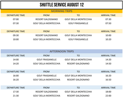 VENICE OPEN 2026 - SHUTTLE SERVICE 12-15 AUGUST