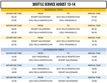 VENICE OPEN 2026 - SHUTTLE SERVICE 12-15 AUGUST