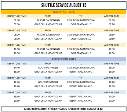VENICE OPEN 2026 - SHUTTLE SERVICE 12-15 AUGUST