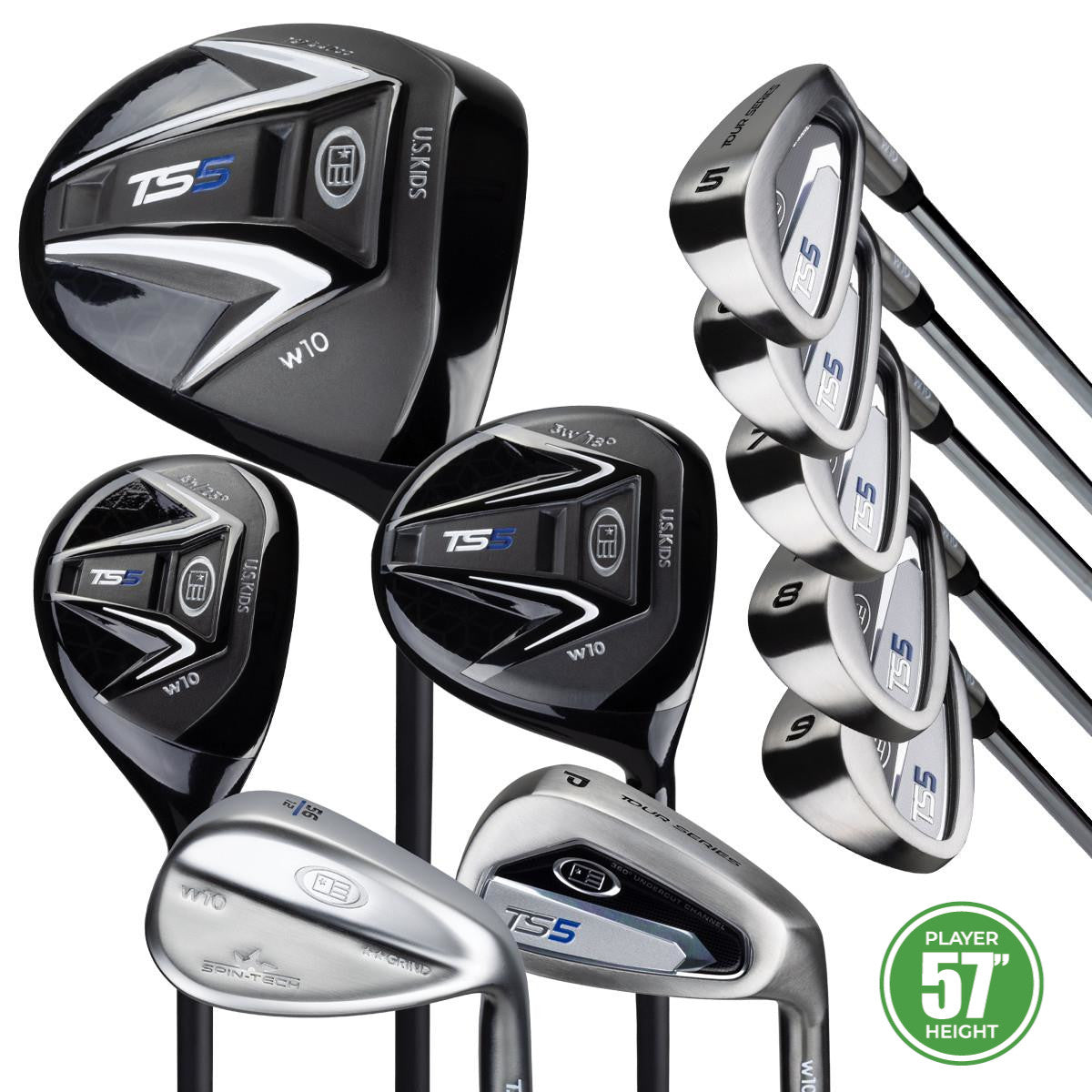 Set golf junior 57 TOUR SERIES 5 in grafite (10 bastoni) per giocatori destri 145-152cm