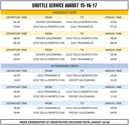 VENICE OPEN 2024 - SHUTTLE SERVICE 14-17 AUGUST