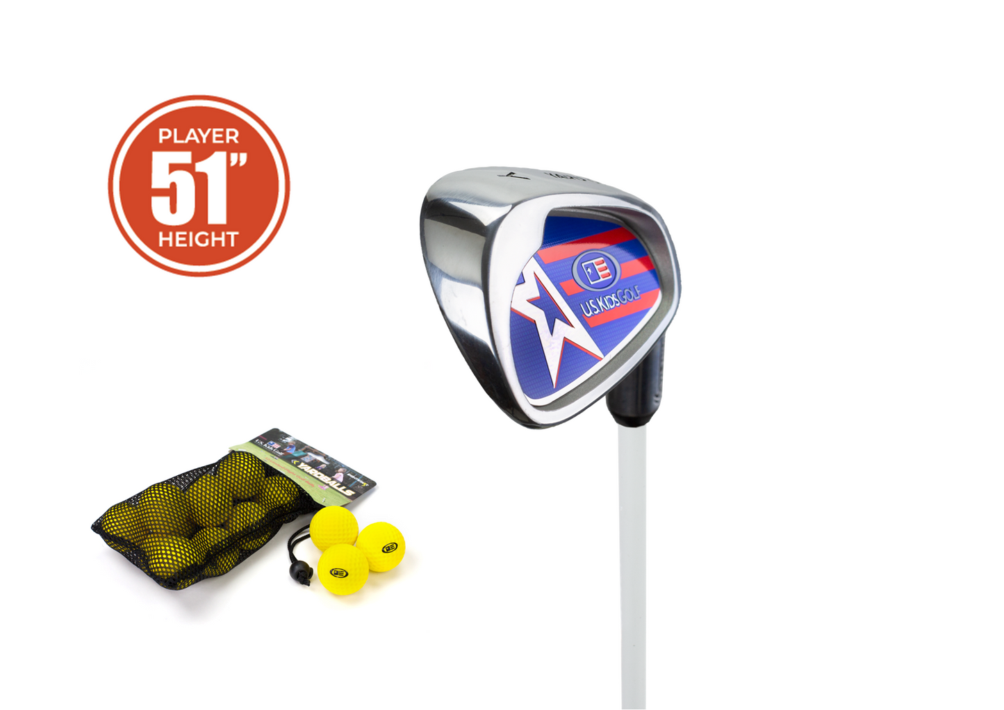 Yard Club (ferro da golf per neofiti) con soft balls “51 per giocatori destri 130-137cm