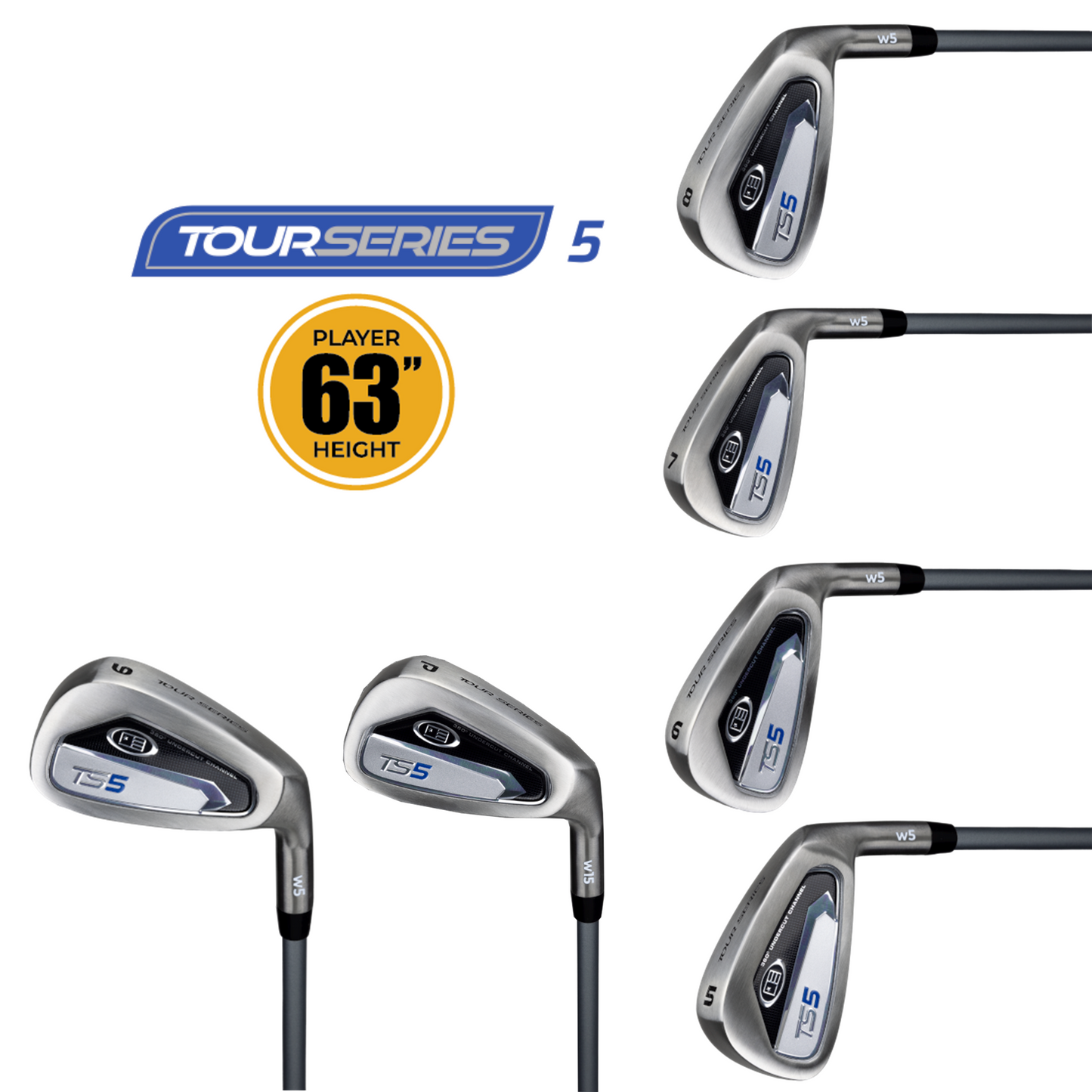 Set completo golf junior U.S. Kids 63 TOUR SERIES 5 (6 bastoni in grafite) per giocatori destri 160-168CM