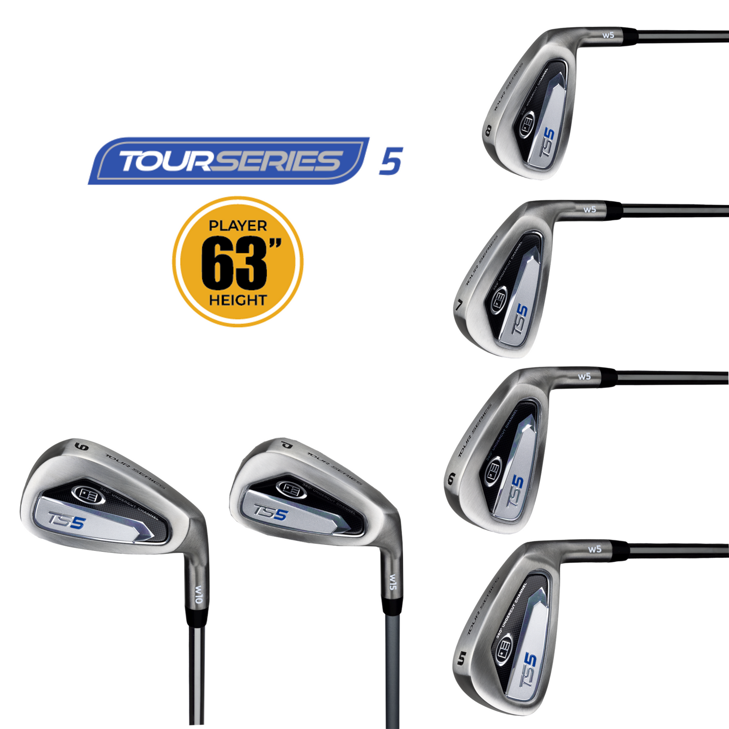 Set completo golf junior U.S. Kids 63 TOUR SERIES 5 (6 bastoni in acciaio) per giocatori destri 160-168CM